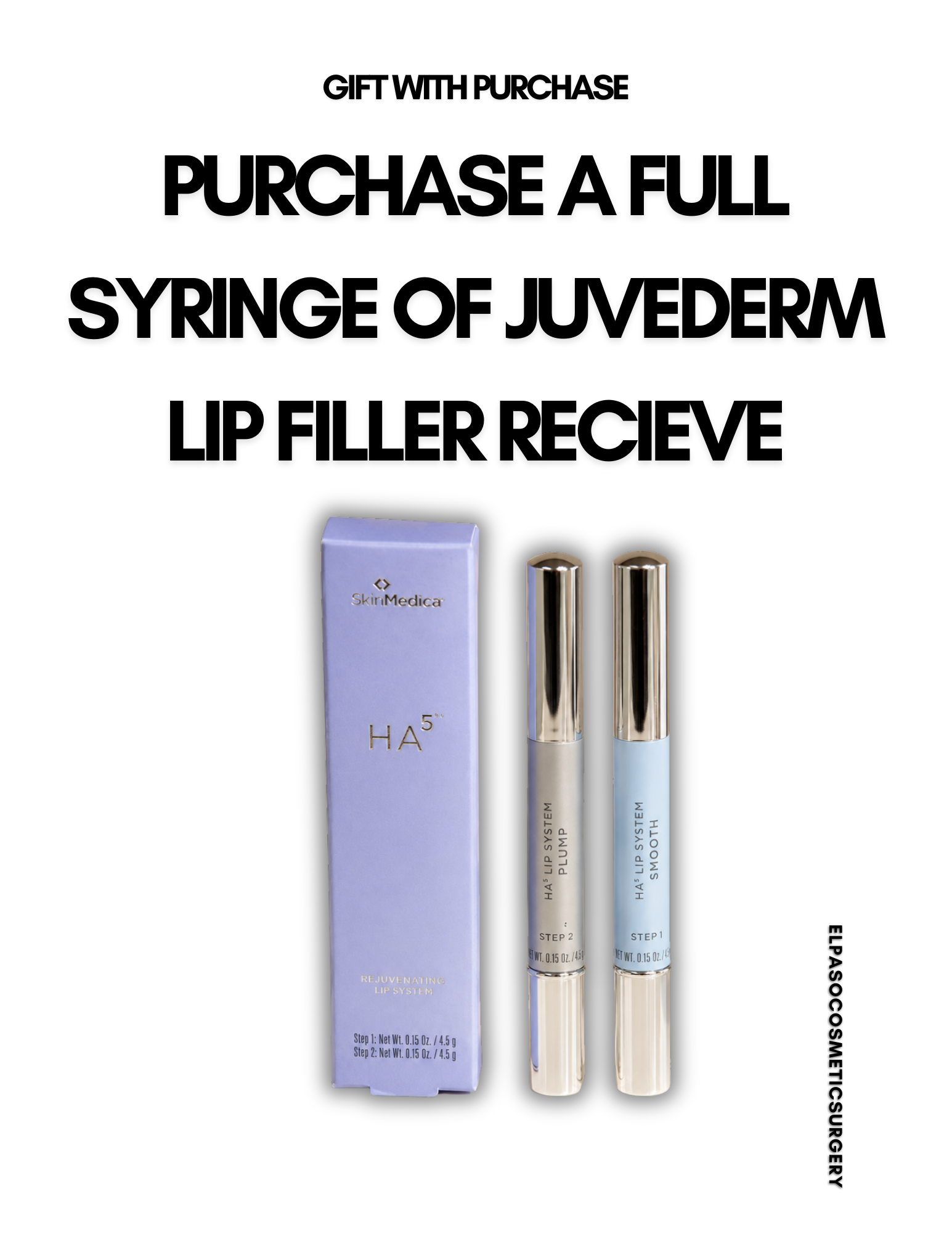 Promotional Banner: Gift with Purchase — Buy a Full Syringe of Juvederm Lip Filler and Receive the Skinmedica Lip System Products Below.
